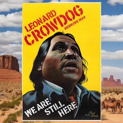 Leonard Crowdog Portrait Poster – Native American Medicine Man Art by Paul Davis (1977)